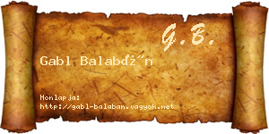 Gabl Balabán névjegykártya